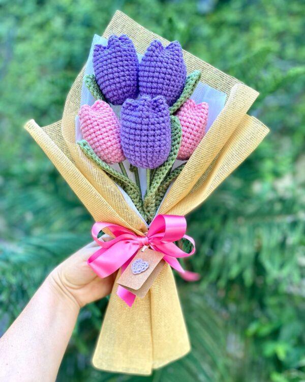 Tulip Crochet Flower Bouquet - Image 3