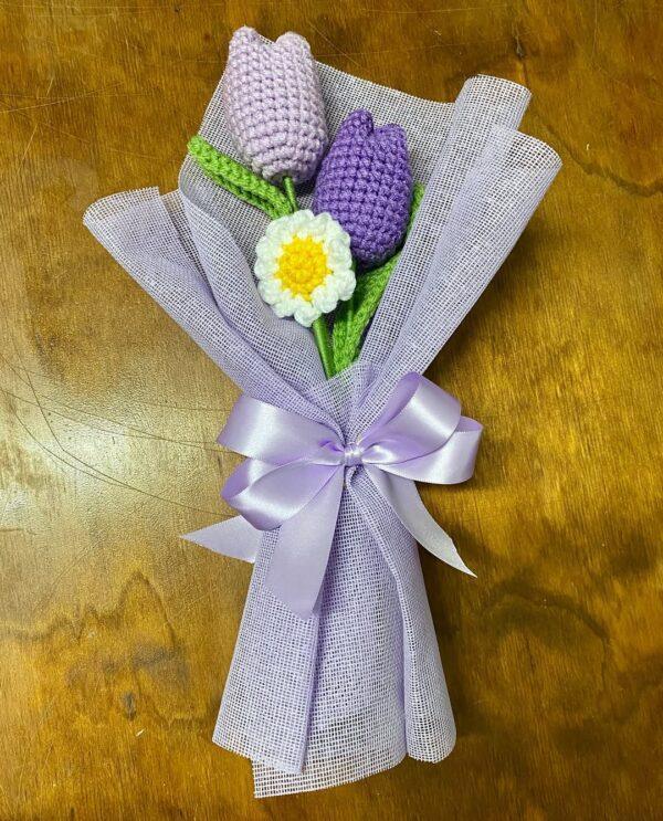 Crochet Flowers Bouquet Handmade - Image 3