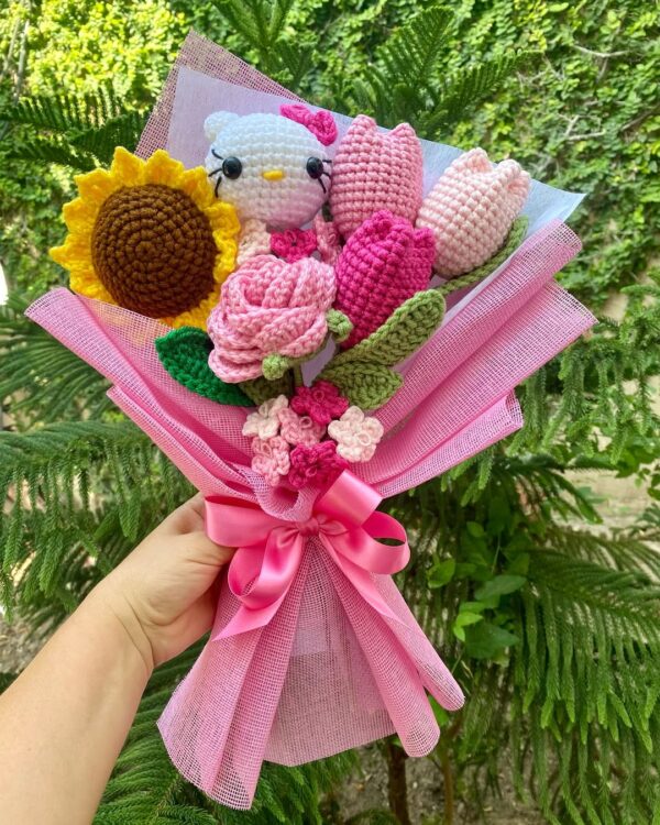 Crochet Flowers Bouquet Handmade