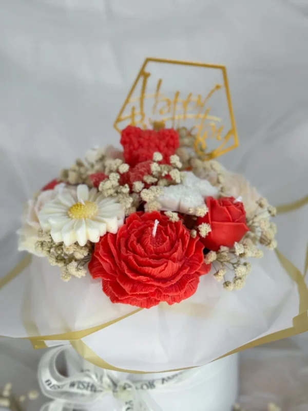 Candle Bouquet Red & White - Image 3