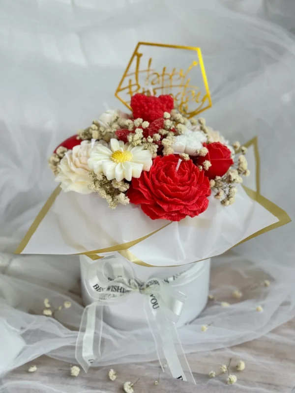 Candle Bouquet Red & White