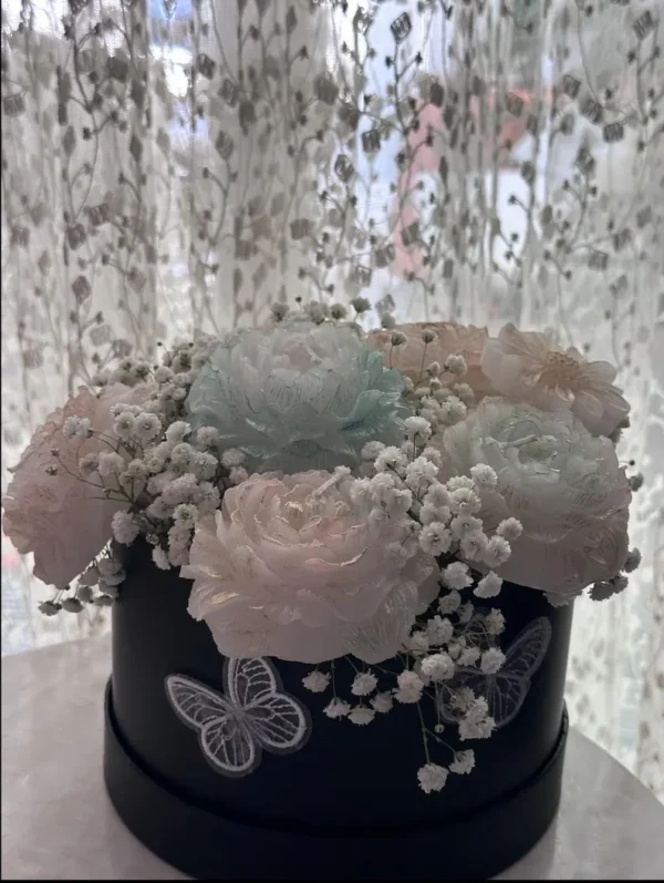 Real Baby’s Breath Glitter Candle Bouquet – Elegant Floral Decor - Image 3
