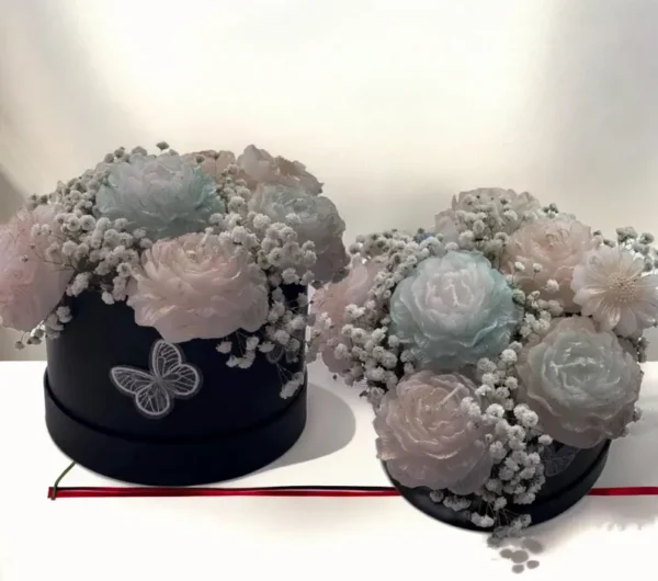 Real Baby’s Breath Glitter Candle Bouquet – Elegant Floral Decor - Image 4
