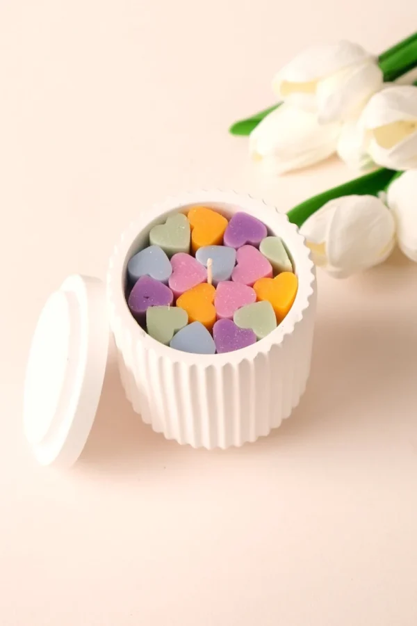Pink Heart Concrete Soy Candle