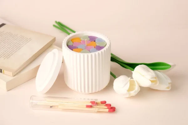 Pink Heart Concrete Soy Candle - Image 4
