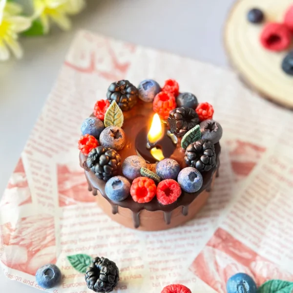 Wax Chocolate Cake Candle - Image 2